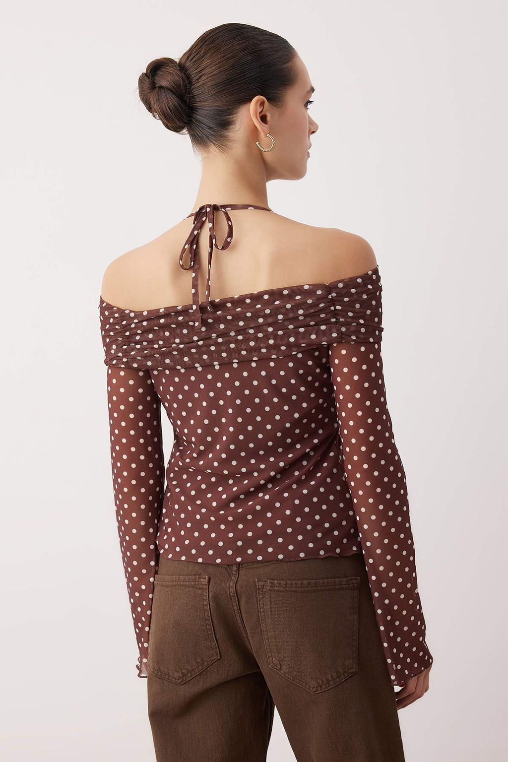 Trendyolmilla Haki Flare Kollu Baglama Detayl? Orme Madonna Yaka Bluz TWOSS24BZ00046 фото 12