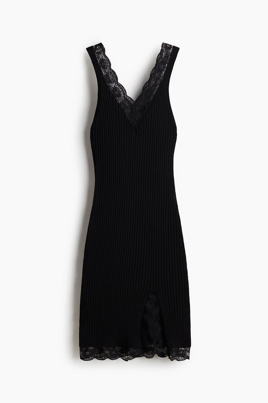 Vestido en punto de canal? con ribetes de encaje