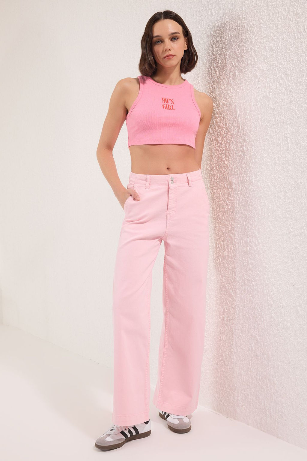 TRENDYOLMILLA Beyaz Dugme Detayl? Yuksek Bel Wide Leg Jeans TWOSS25JE00183  фото 6