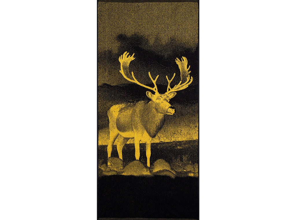 Полотенце махровое 6с102.411ж1 Фото-олень(т.желтый) 67х150см