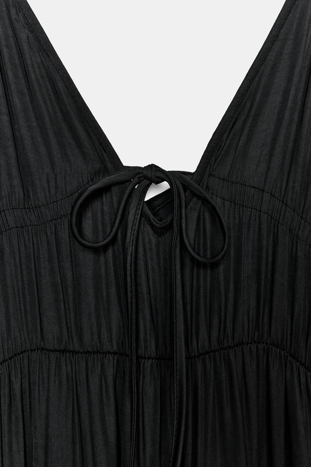 VESTIDO LARGO SATINADO FRUNCES / Negro - Zara фото 6
