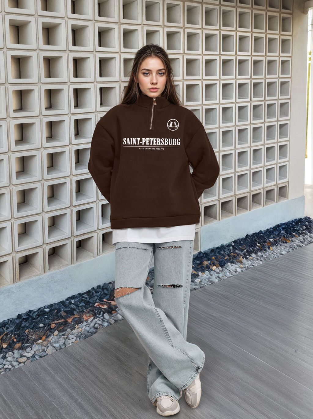 Толстовка женская с зип-воротником Saint Petersburg - Yollochka фото 6
