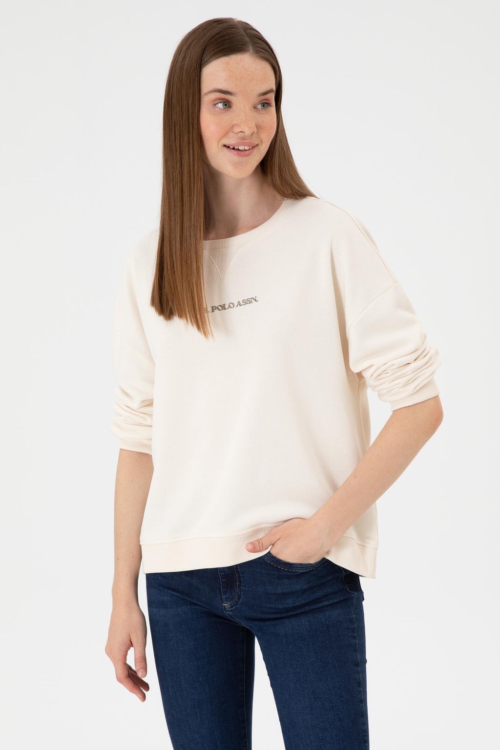 Kad_n Krem Sweatshirt Sepette S_rpriz _ndirim - U.s. polo assn фото 3