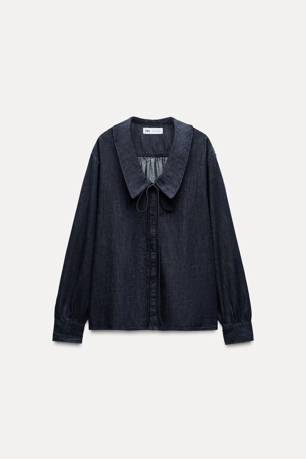 DENIM PETER PAN COLLAR SHIRT - Zara фото 7