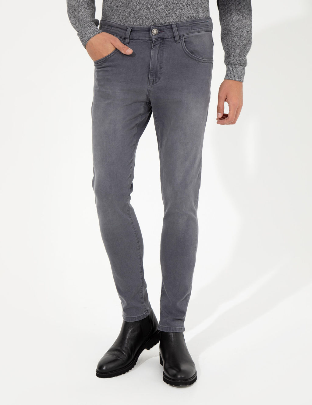 Koyu Gri Slim Fit Jean Pantolon - Pierre cardin фото 2