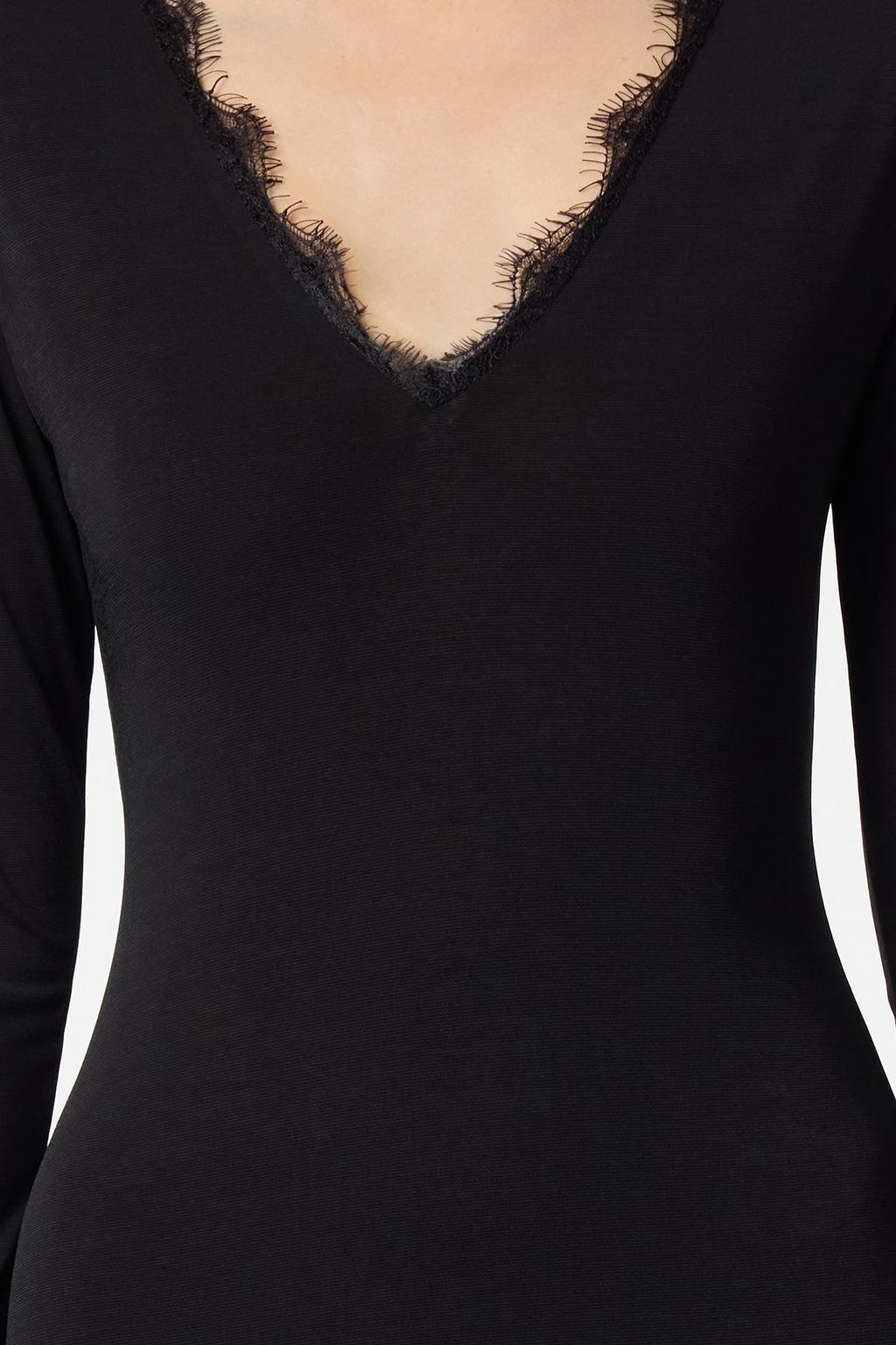 TRENDYOLMILLA Siyah Vucuda Oturan V Yaka Dokuma Elbise TPRAW25EL00164  фото 4