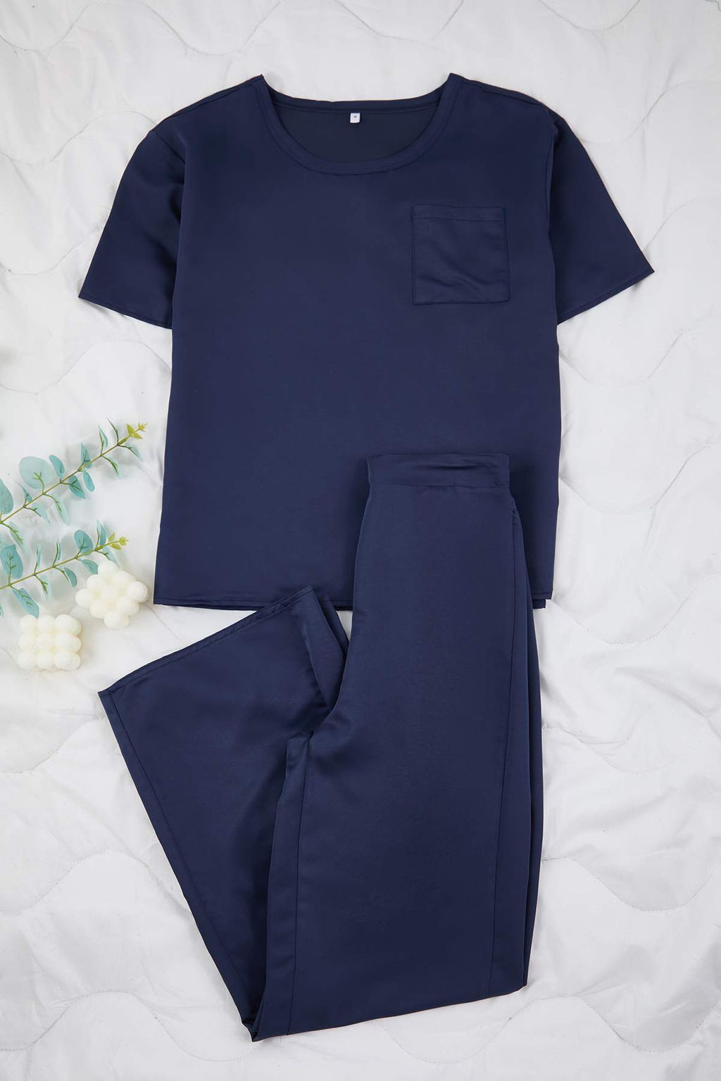 Lacivert Mat Saten Dokuma Pijama Tak?m? THMAW26PT00032 - Trendyolmilla фото 5