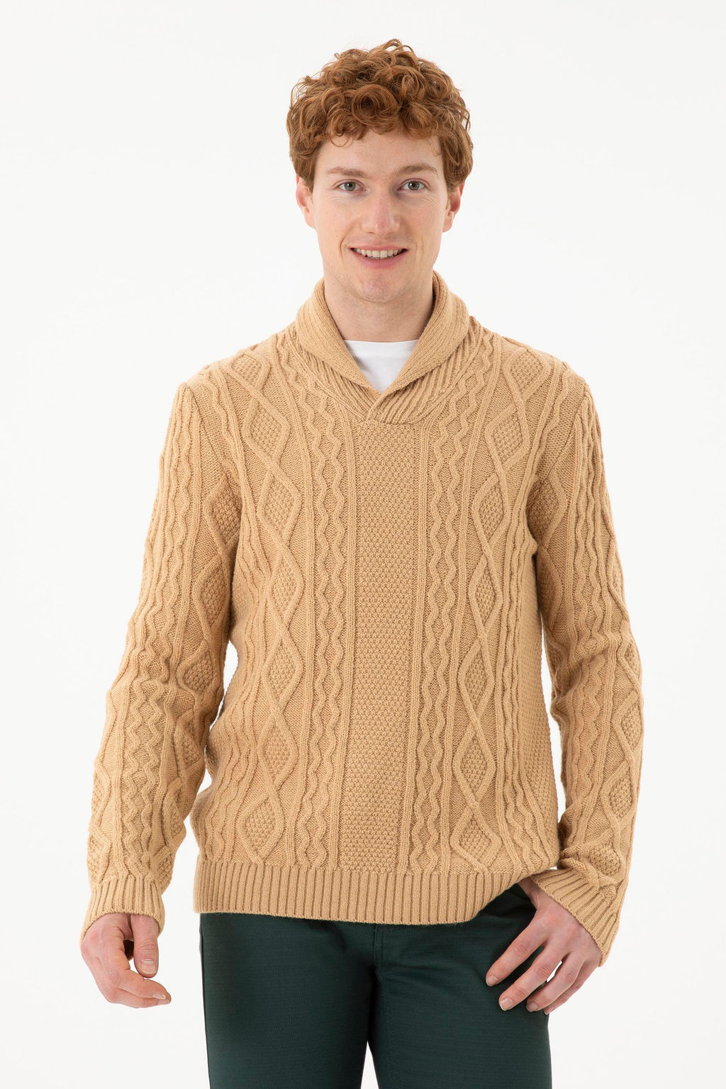 Мужской свитер песочного меланжа - U.s. polo assn фото 8