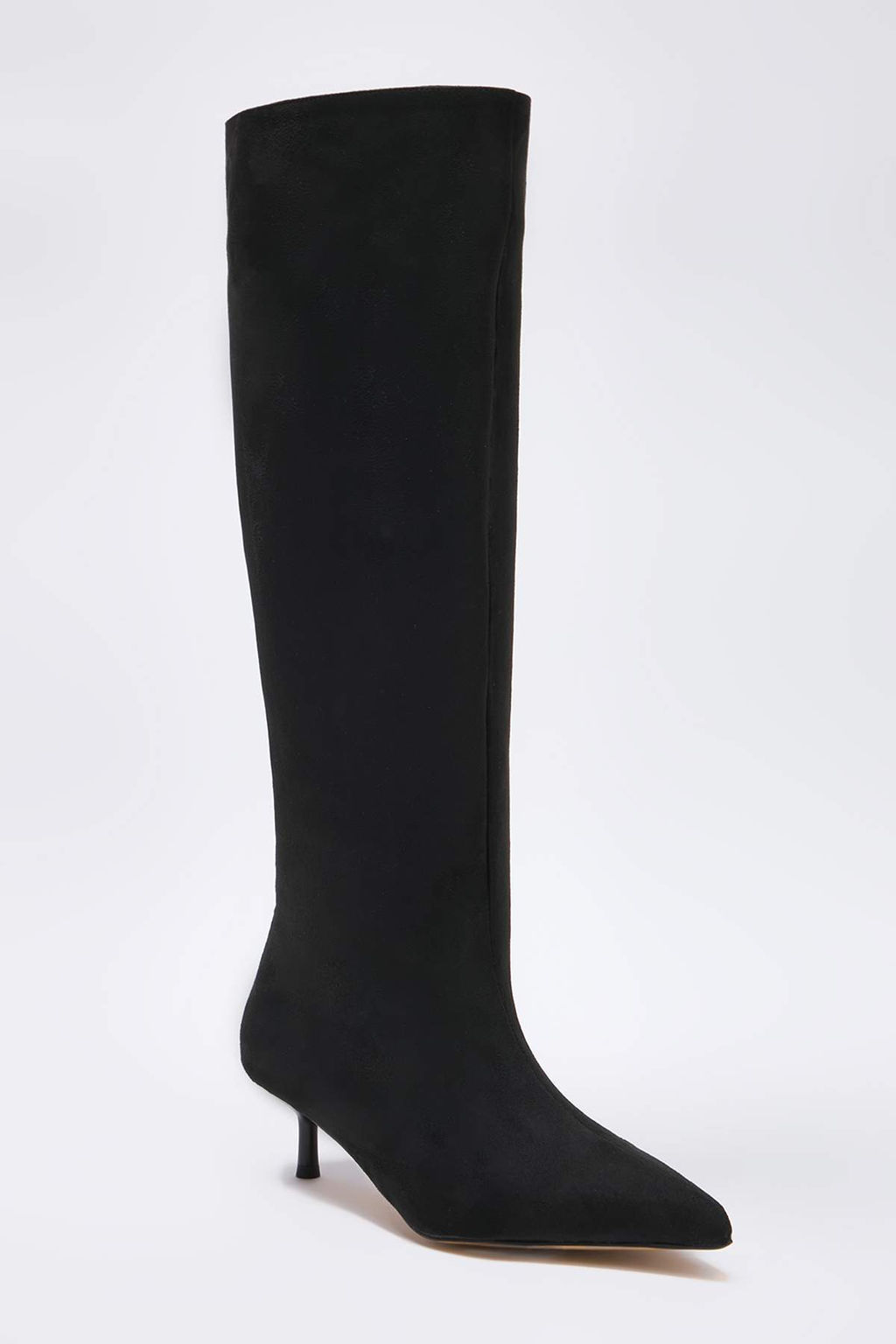 Siyah Suet Kad?n 4 cm Ince Kitten Topuklu Cizme TAKAW26CZ00021