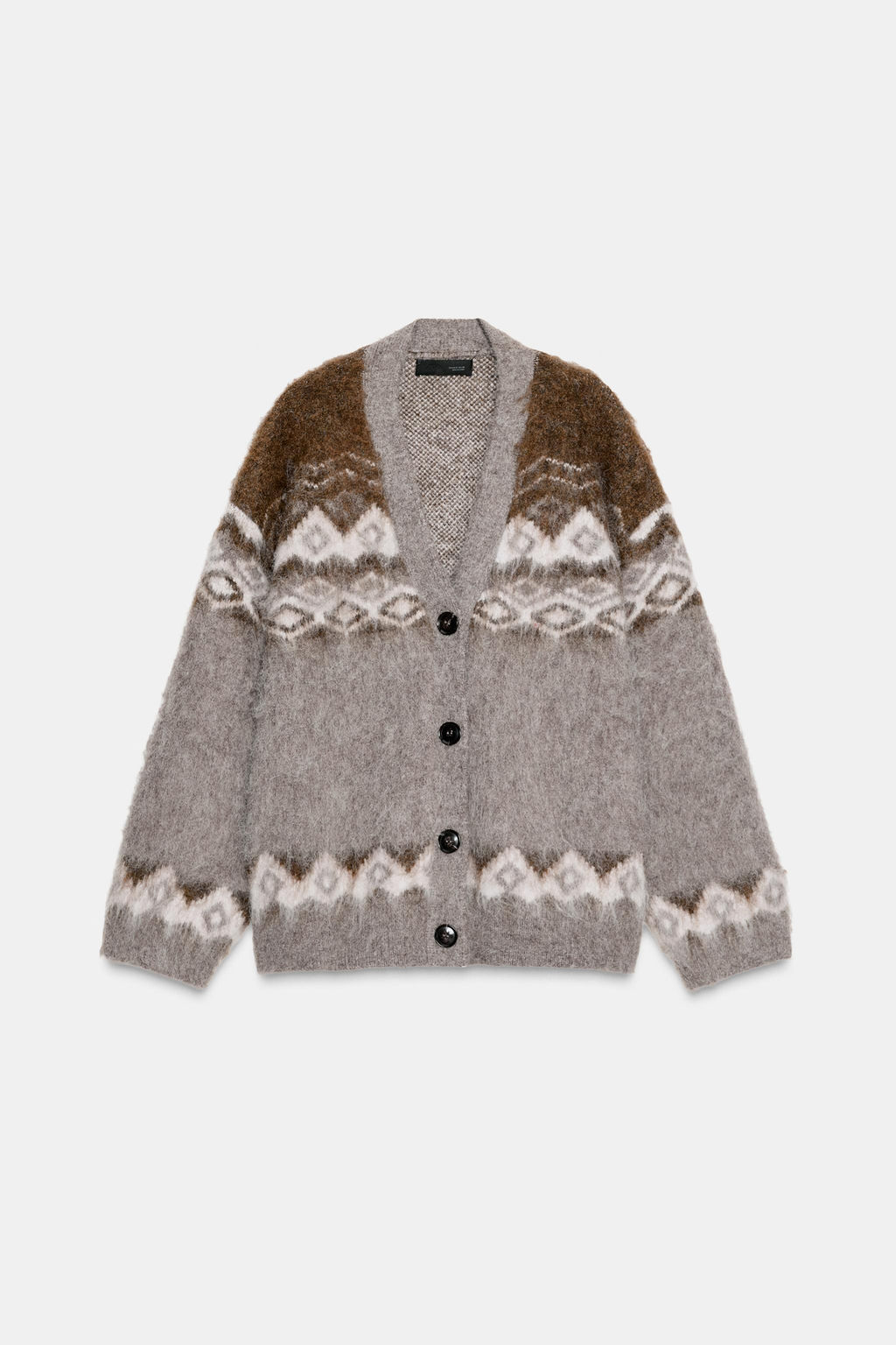 BRUSHED EFFECT JACQUARD KNIT CARDIGAN - Zara фото 3