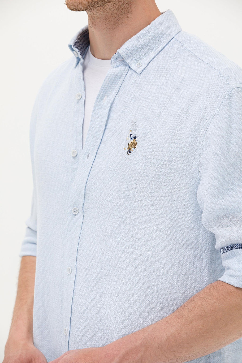 U. S. Polo Assn / Мужская голубая рубашка с длинным рукавом - U.s. polo assn фото 7