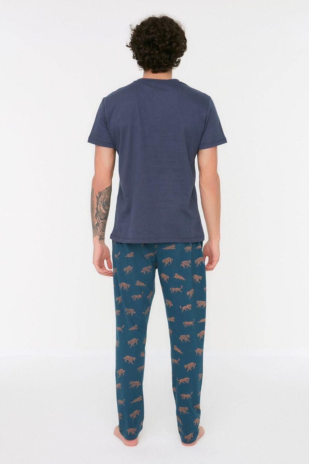 TRENDYOL MAN Lacivert Regular Fit Bask?l? Orme %100 Pamuk Pijama Tak?m? THMSS21PT0442 - Trendyolmilla фото 5