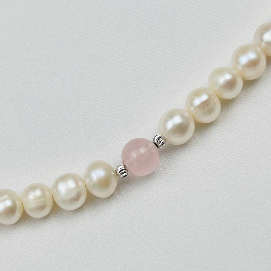 Колье из мадагаскарского Розового кварца и Жемчуга - Радуга самоцветов фото 4