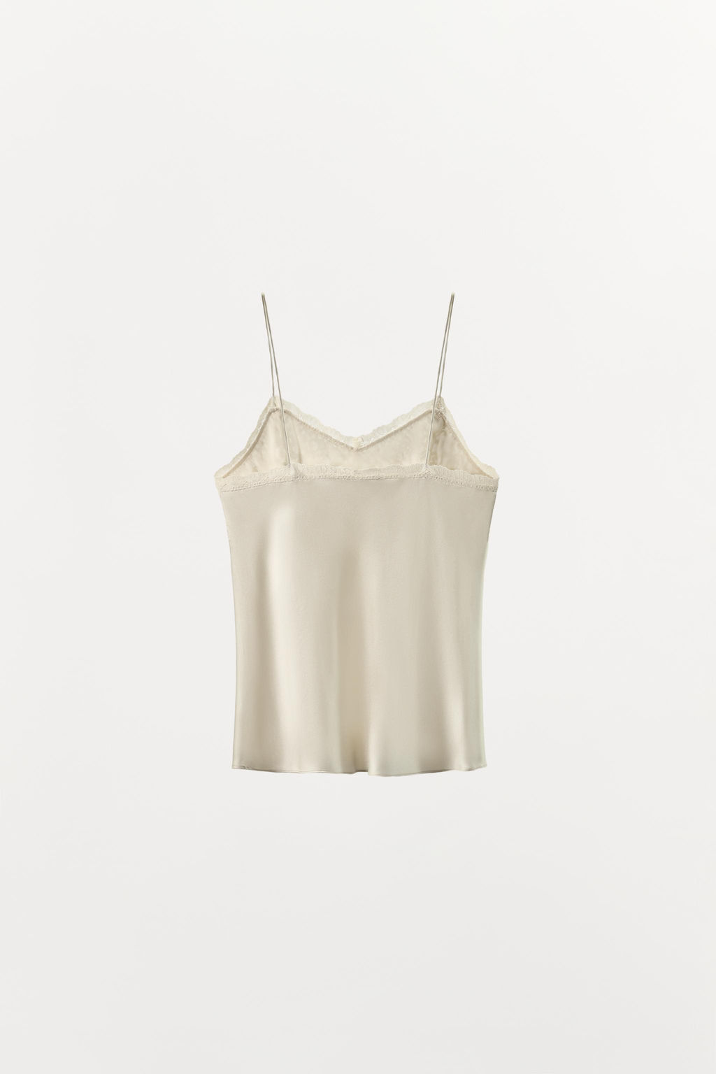 TOP LENCERO MEZCLA SEDA ENCAJE / Crudo - Zara фото 5