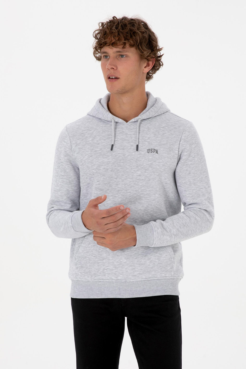 Erkek Regular Fit Kap__onlu _ardonlu A__k Gri Basic Sweatshirt - U.s. polo assn фото 3