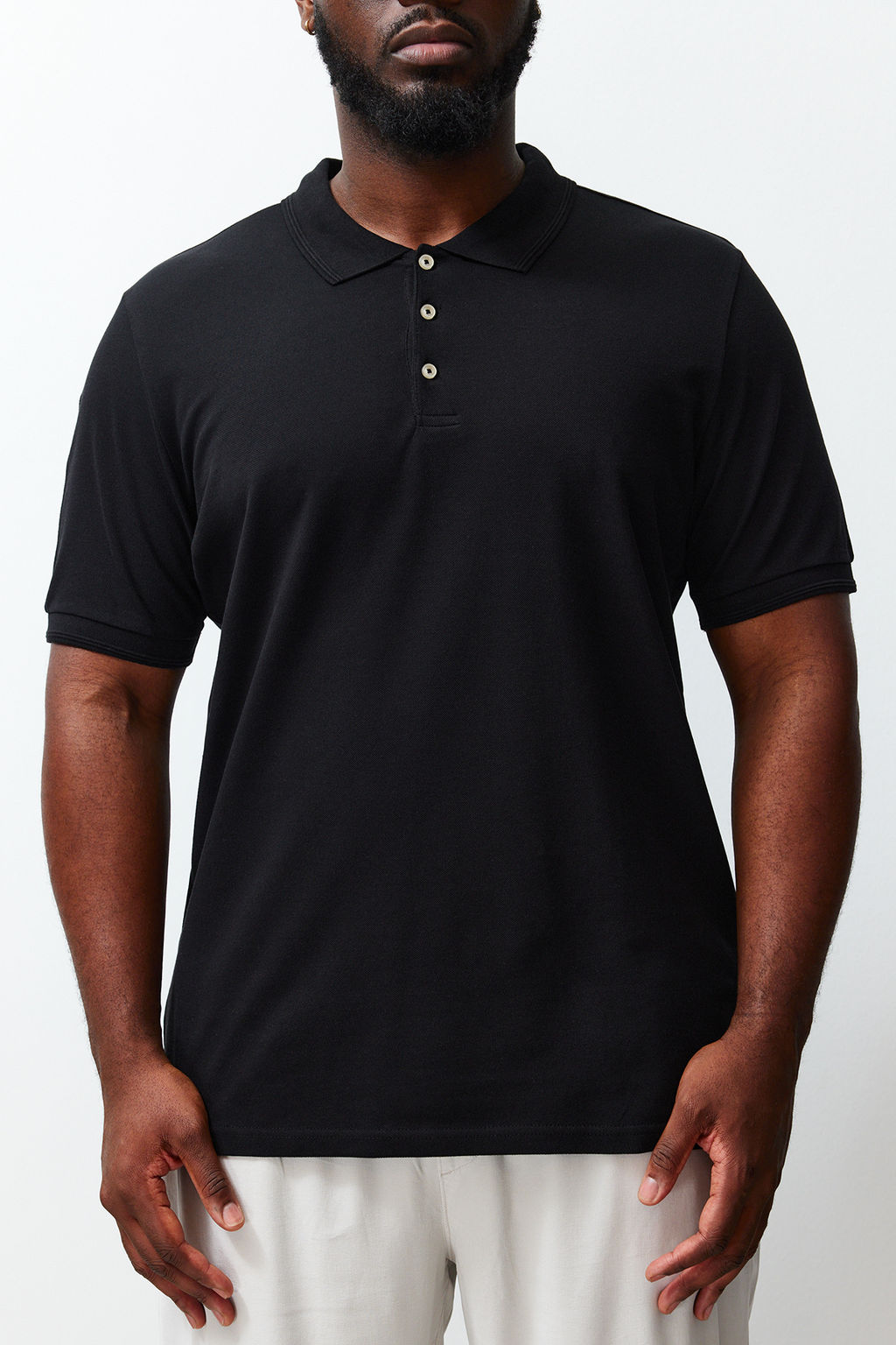 TRENDYOL MAN Buyuk Beden Siyah Regular/Normal Kesim Basic %100 Pamuklu Polo Yaka T-shirt TMNSS24BF00000 - Trendyolmilla фото 4