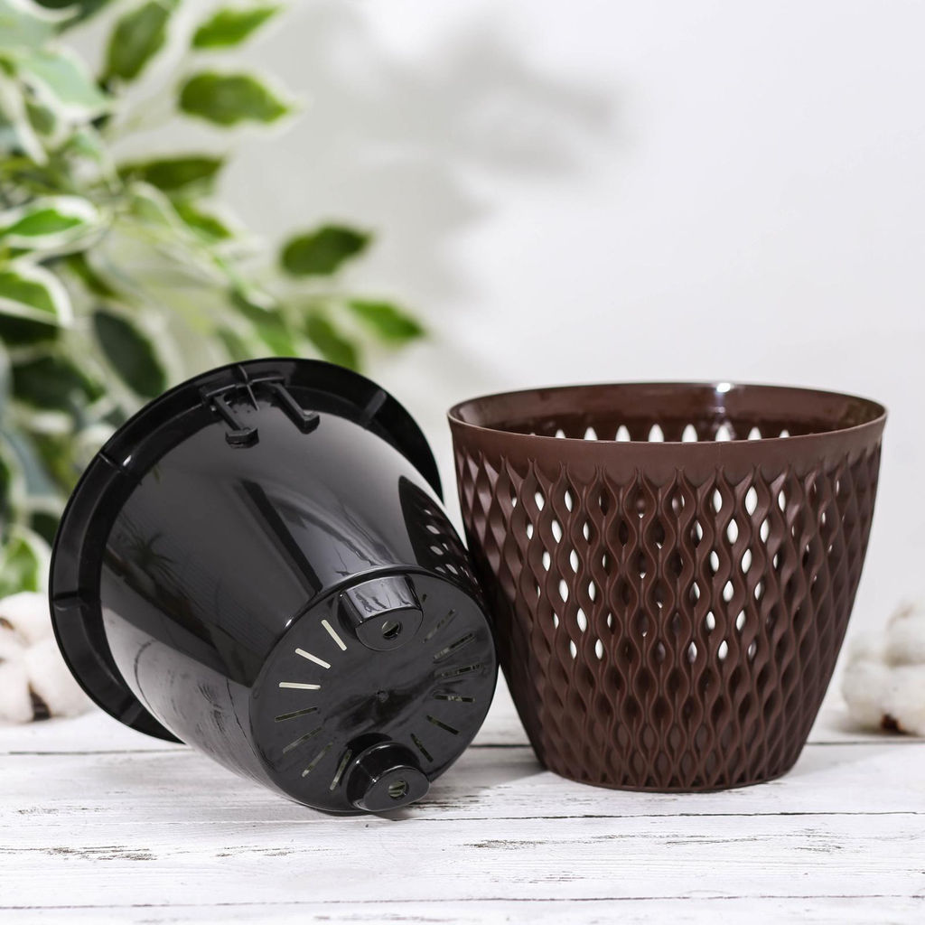 Кашпо 1,6 л Версаль, арт. КШ-9003, 9004, 9006,9008, 9009, 9010,9011, 9012,9014,9013,9654,9753 - Полимербыт фото 2