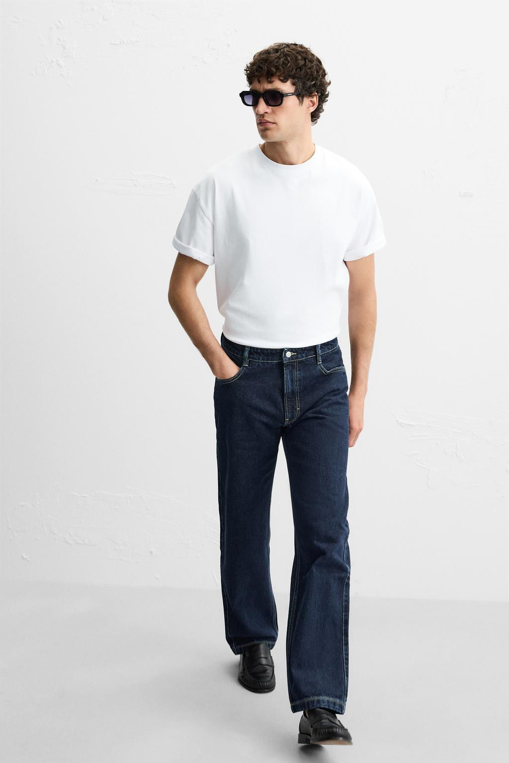 STRAIGHT FIT JEANS WITH TOPSTITCHING - Zara фото 6