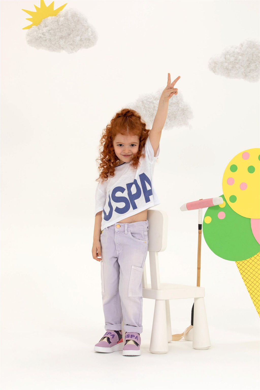 Синяя укороченная футболка с круглым вырезом для девочек Неожиданная скидка в корзине - U.s. polo assn фото 3