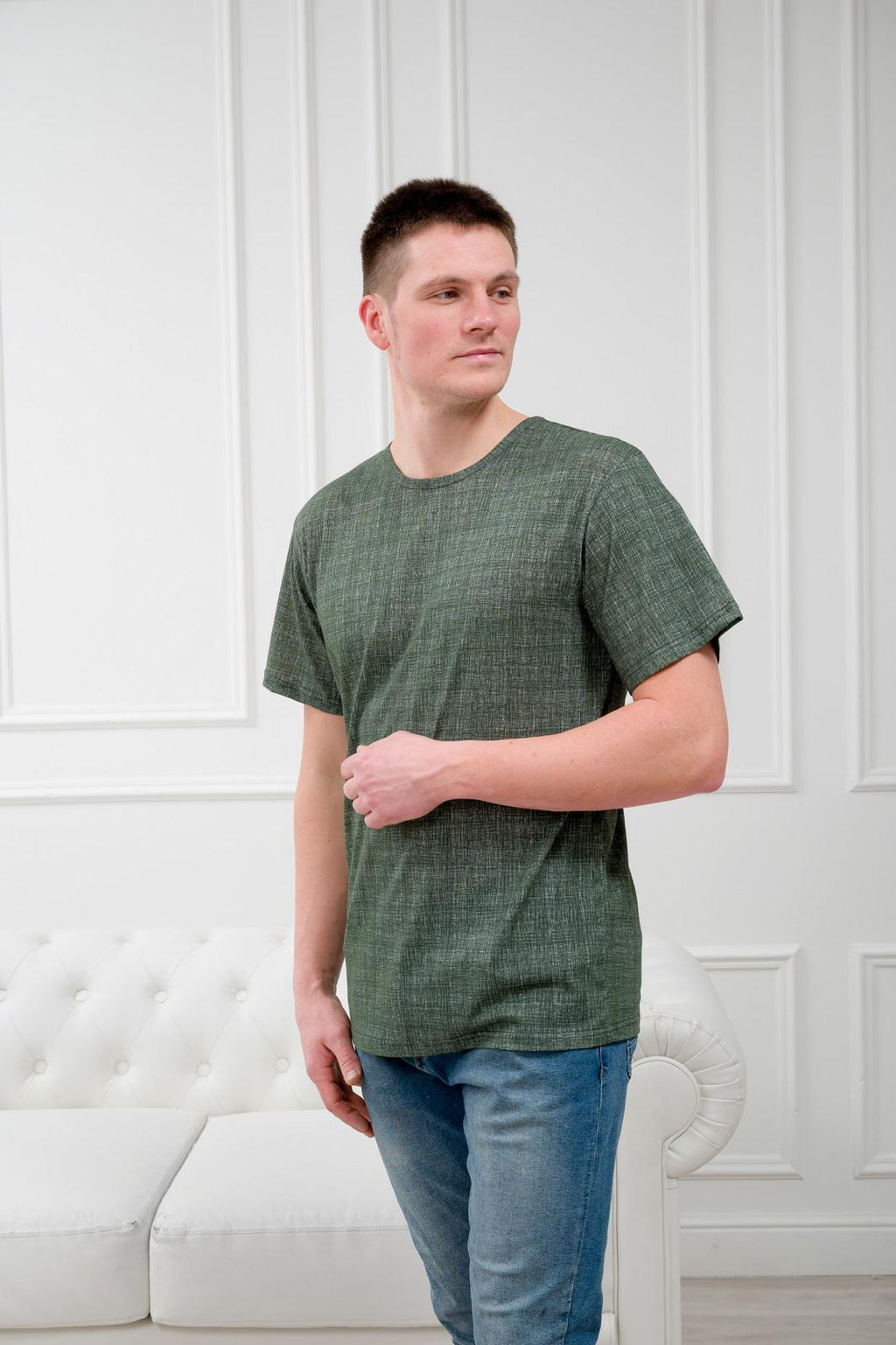 Футболка мужская из кулирки олива - Амадэль фото 8