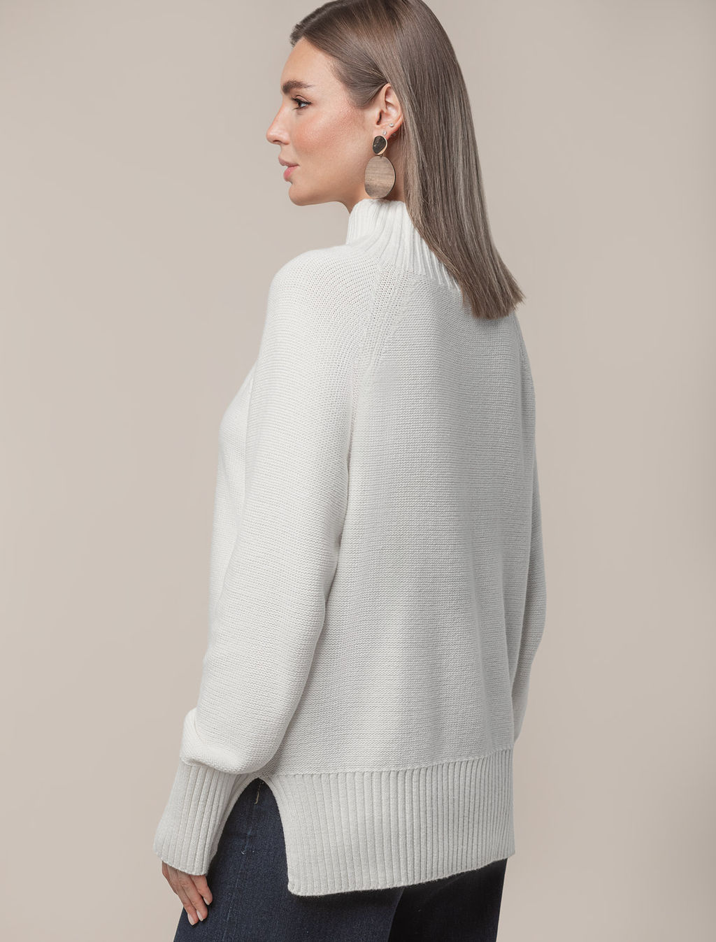 Свитер фактурной вязки с узором косы - Vilatte фото 3