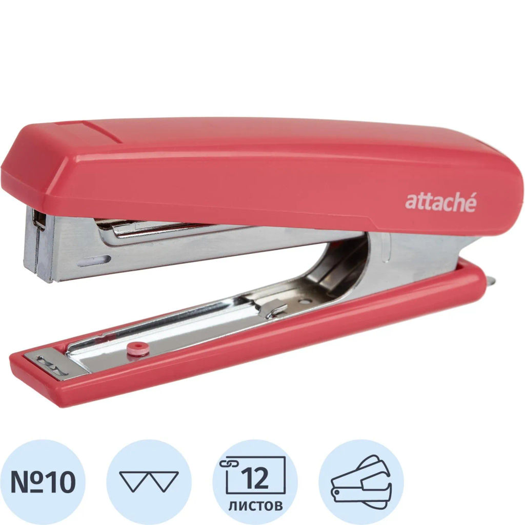 Степлер ATTACHE 8209 (№10) до 12 лист. розовый антистеп  фото 2