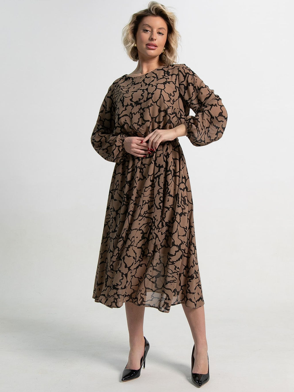 Платье Идиллия (бежево-черное) П15378-16М