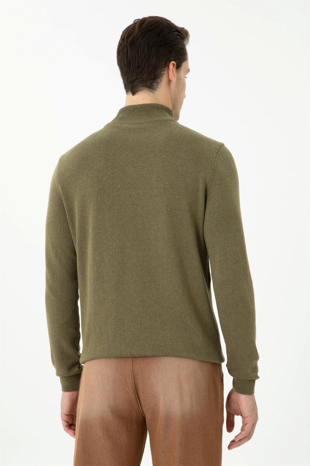 U. S. Polo Assn Мужской базовый свитер хаки меланжевого цвета - U.s. polo assn фото 5