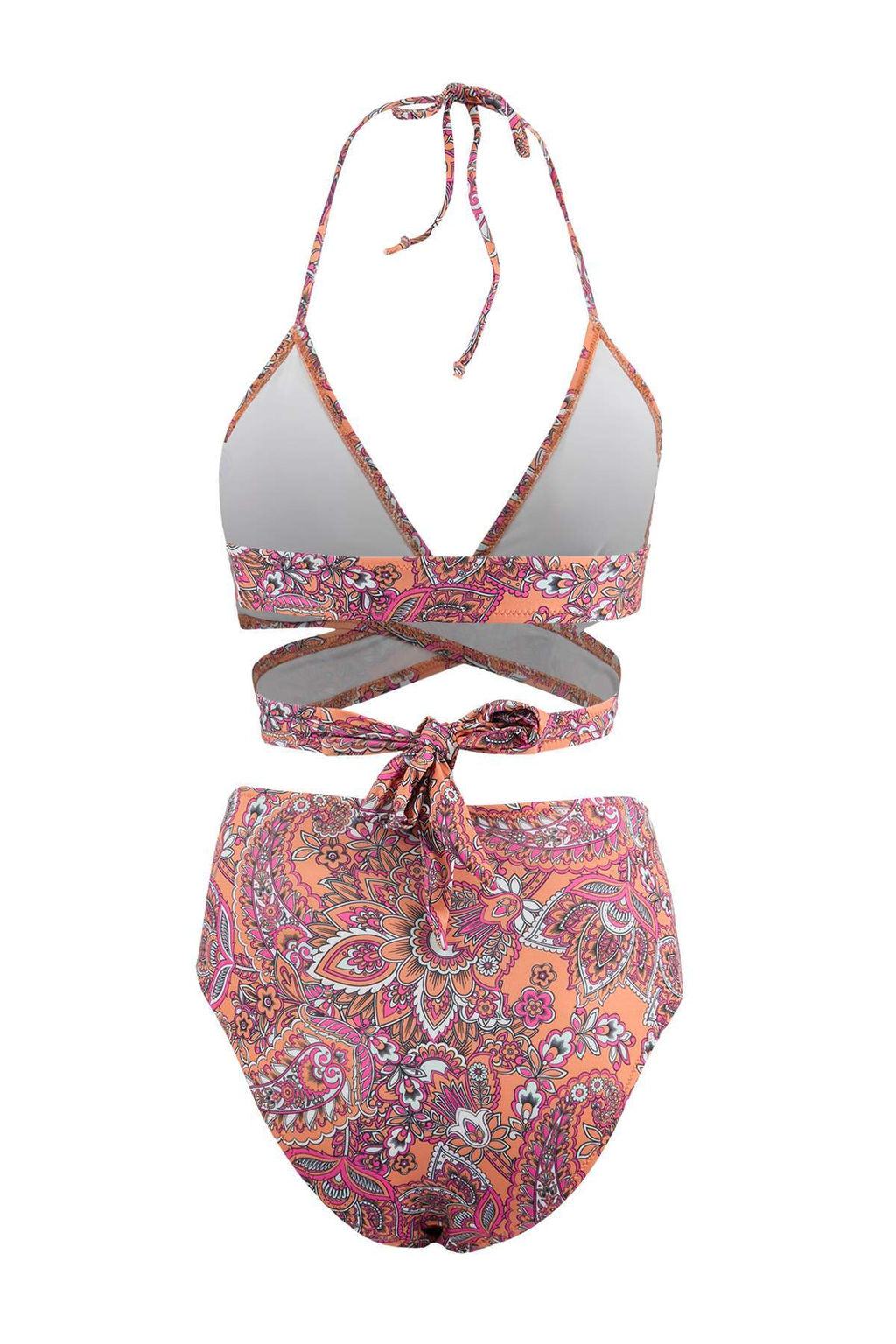 Cicek Desenli Ucgen Kruvaze Yuksek Bel Regular Bikini Tak?m? TBESS25BT00096