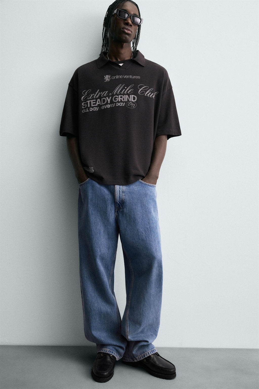 WASHED SLOGAN PRINT POLO SHIRT - Zara фото 5