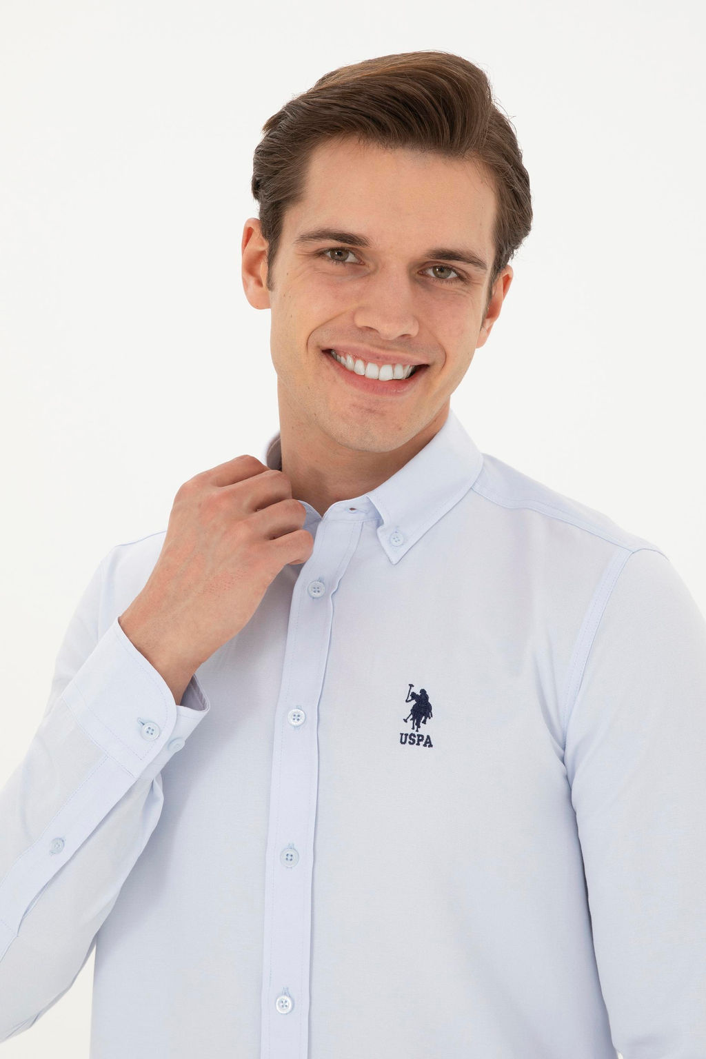 Мужская голубая базовая рубашка с длинным рукавом Неожиданная скидка в корзине - U.s. polo assn фото 2