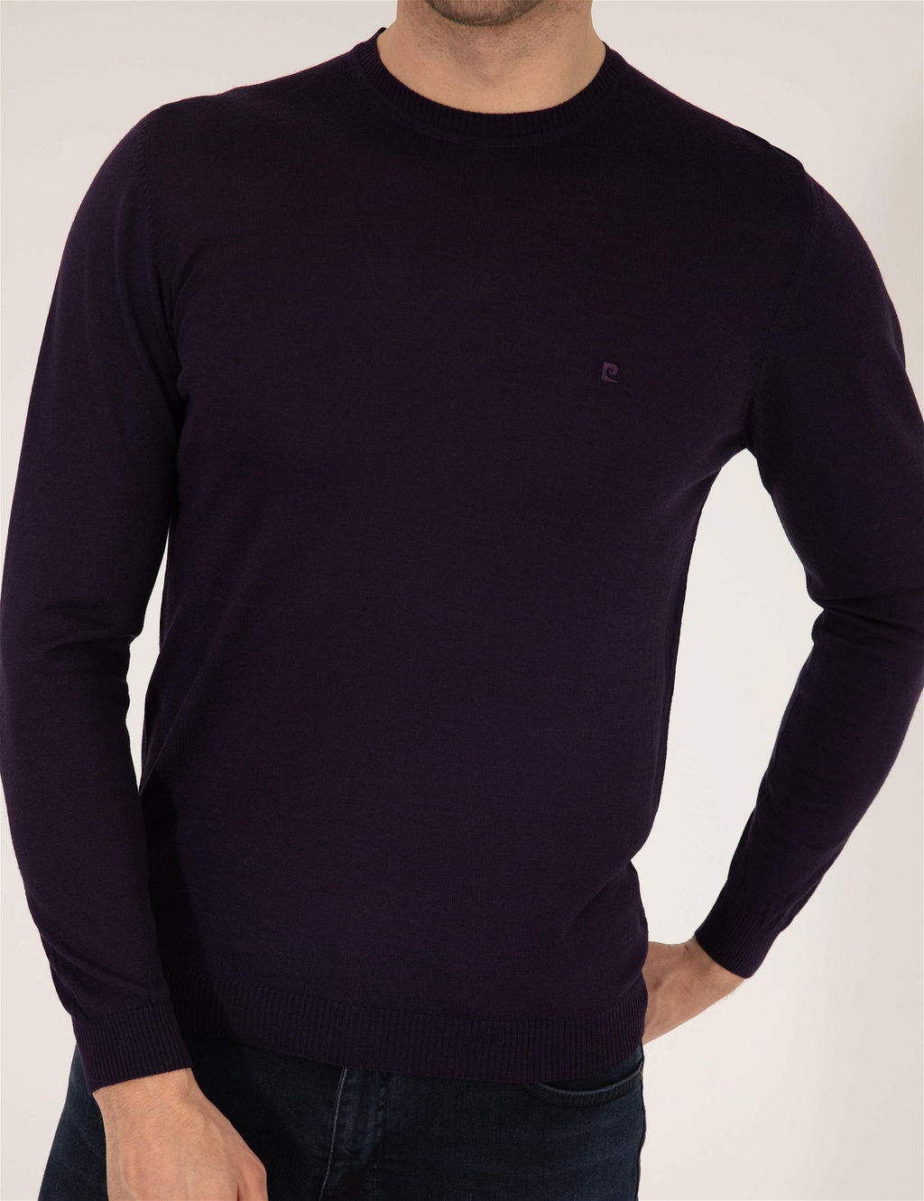 Mor Slim Fit Bisiklet Yaka Y_n Kar___ml_ Basic Triko Kazak - Pierre cardin фото 6