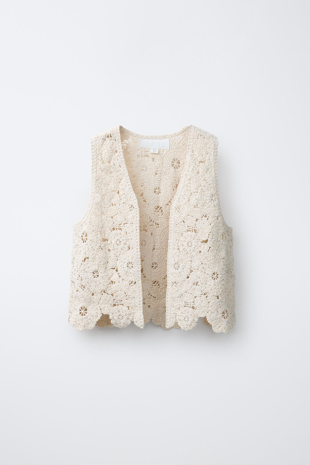 CHALECO FLORES PUNTO CROCHET ABALORIOS / Crudo - Zara фото 2