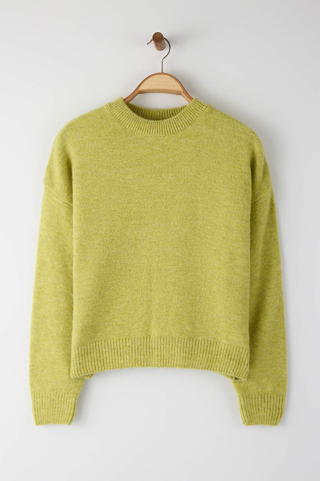 Wardrobe Essentials Yesil Alpaka Yun Kar?s?ml? Premium Iplik Genis Kal?p Triko Kazak|TWOAW26KZ00080