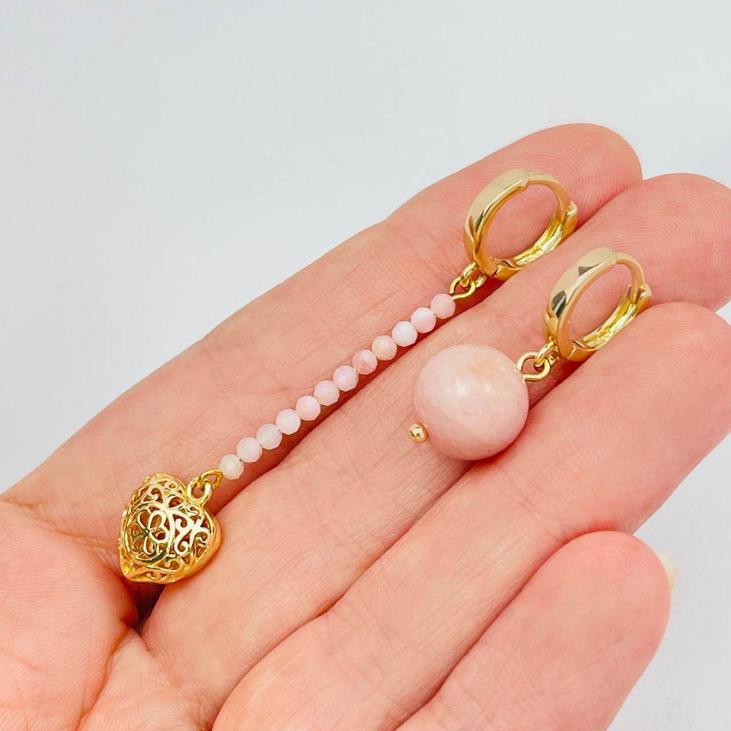 Серьги с камнем розовый Опал