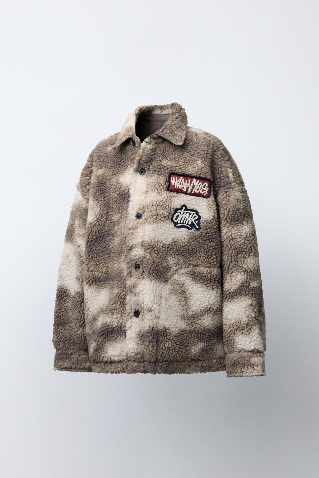 TIE-DYE FAUX SHEARLING OVERSHIRT WITH PATCHES - Zara фото 2