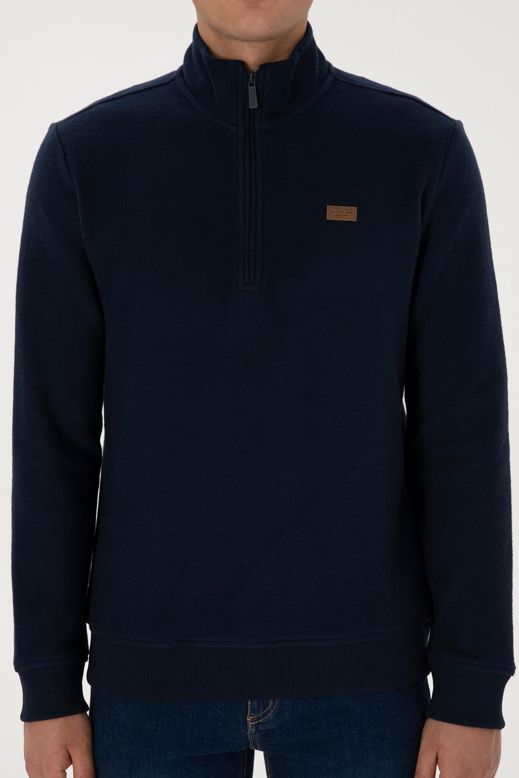 Erkek Regular Fit Yar_m Fermuarl_ Lacivert Basic Sweatshirt - U.s. polo assn фото 6