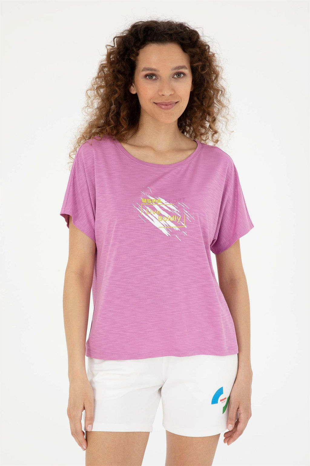 U. S. Polo Assn / Женская фиолетовая футболка - U.s. polo assn фото 3