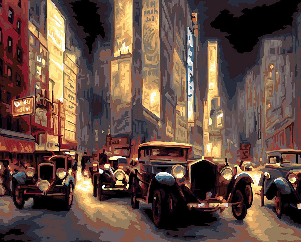 ФРЕЯ PNB/PLDD-247 Набор для раскрашивания по номерам ( со светодиодами ) 50 х 40 см Ночной Чикаго