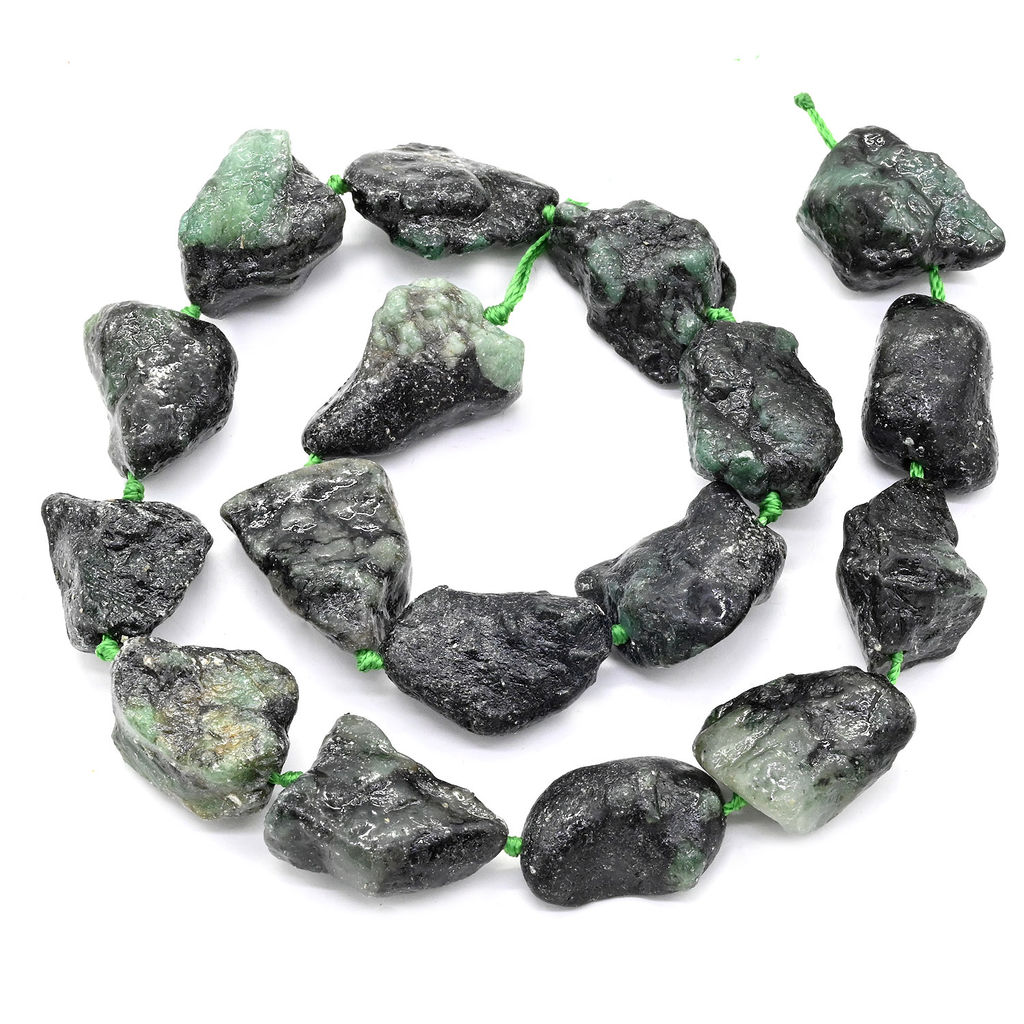 Бусины из изумруда галтовка 15*30мм, 40см, 15 бусин Радуга камня