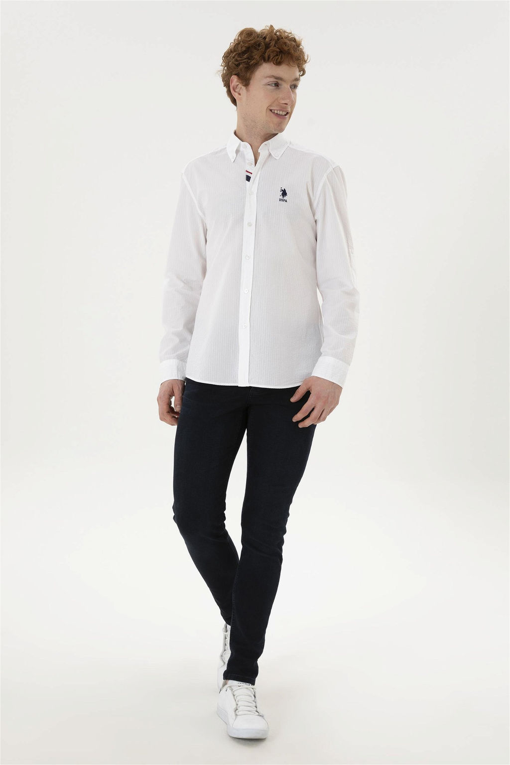 Мужская белая рубашка с длинным рукавом - U.s. polo assn фото 4