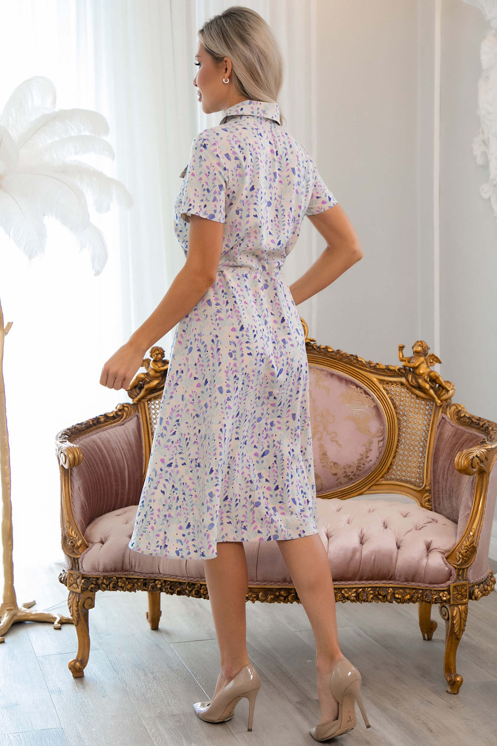 Платье Эмили (бежево-сиреневое) П13044-45М