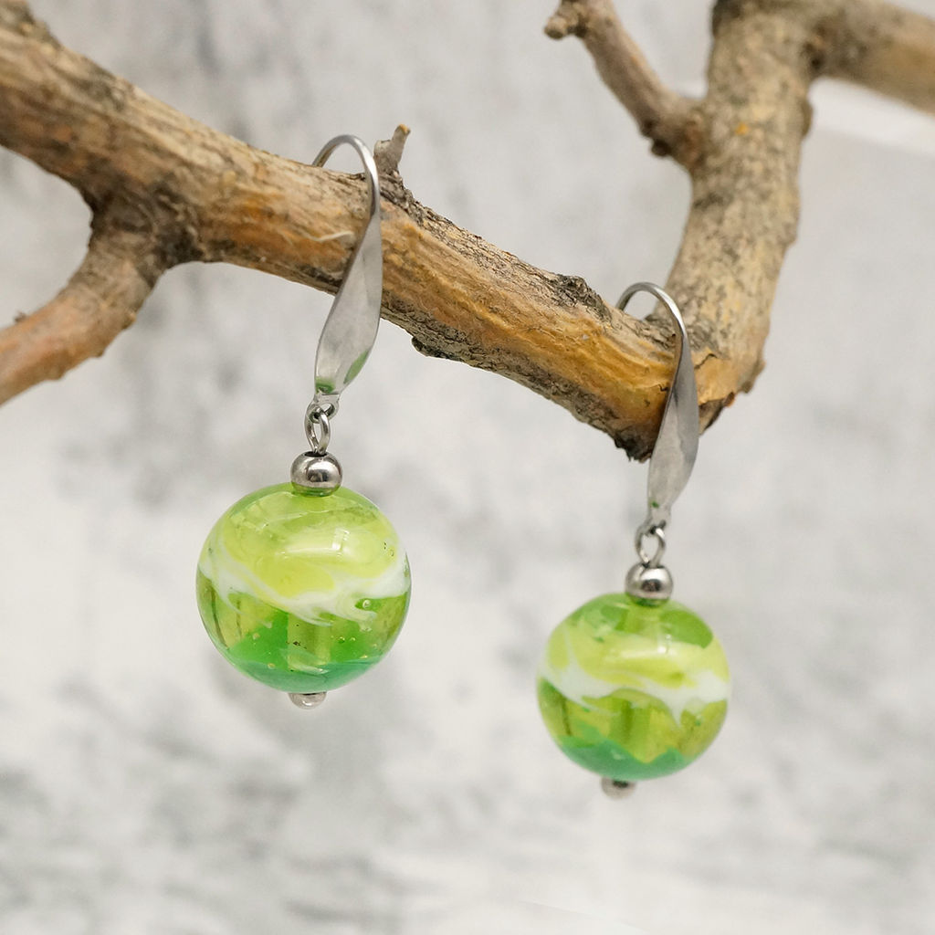 Серьги из муранского стекла LS3345/зеленый