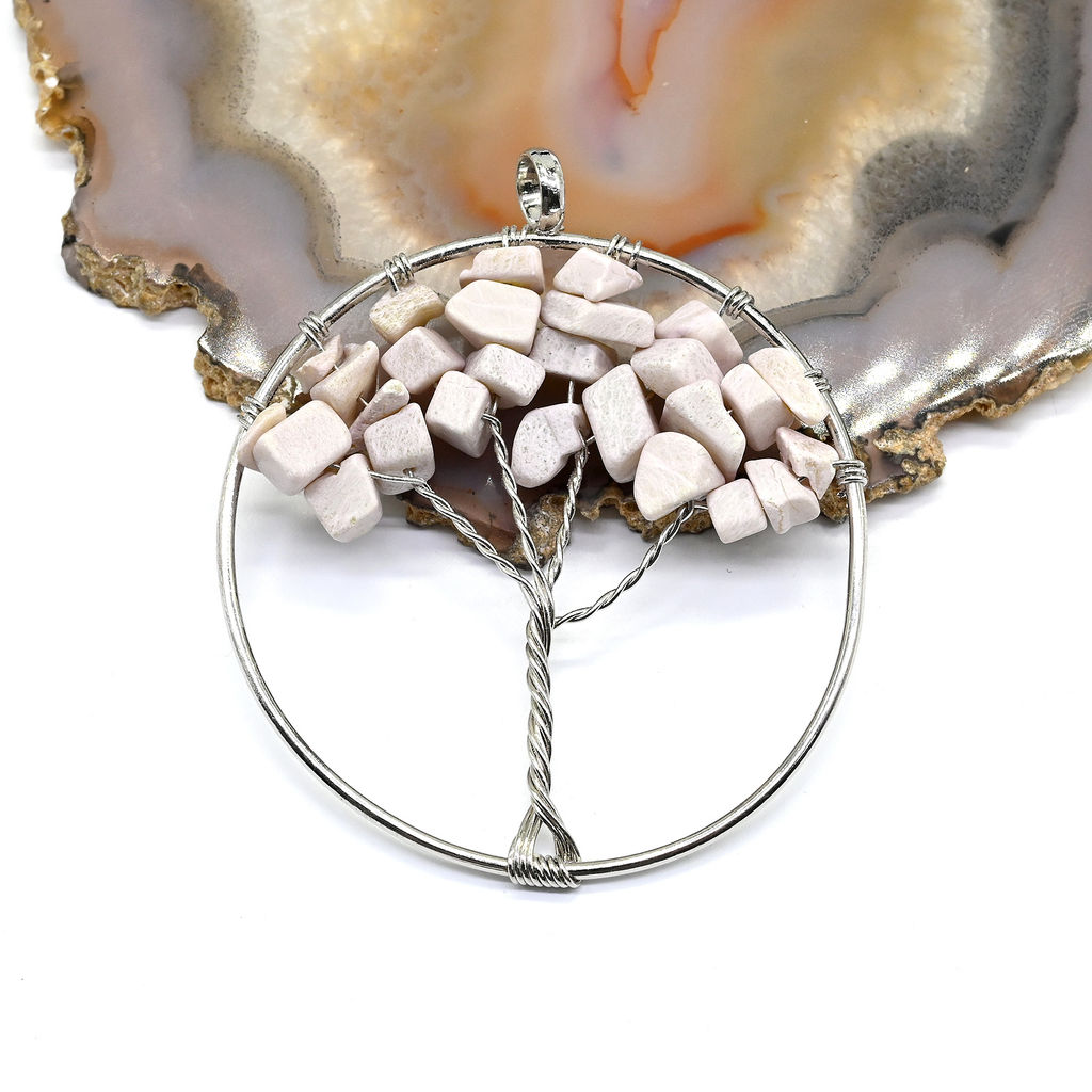 Подвеска "Дерево Жизни" с крошкой из жадеита, 50мм