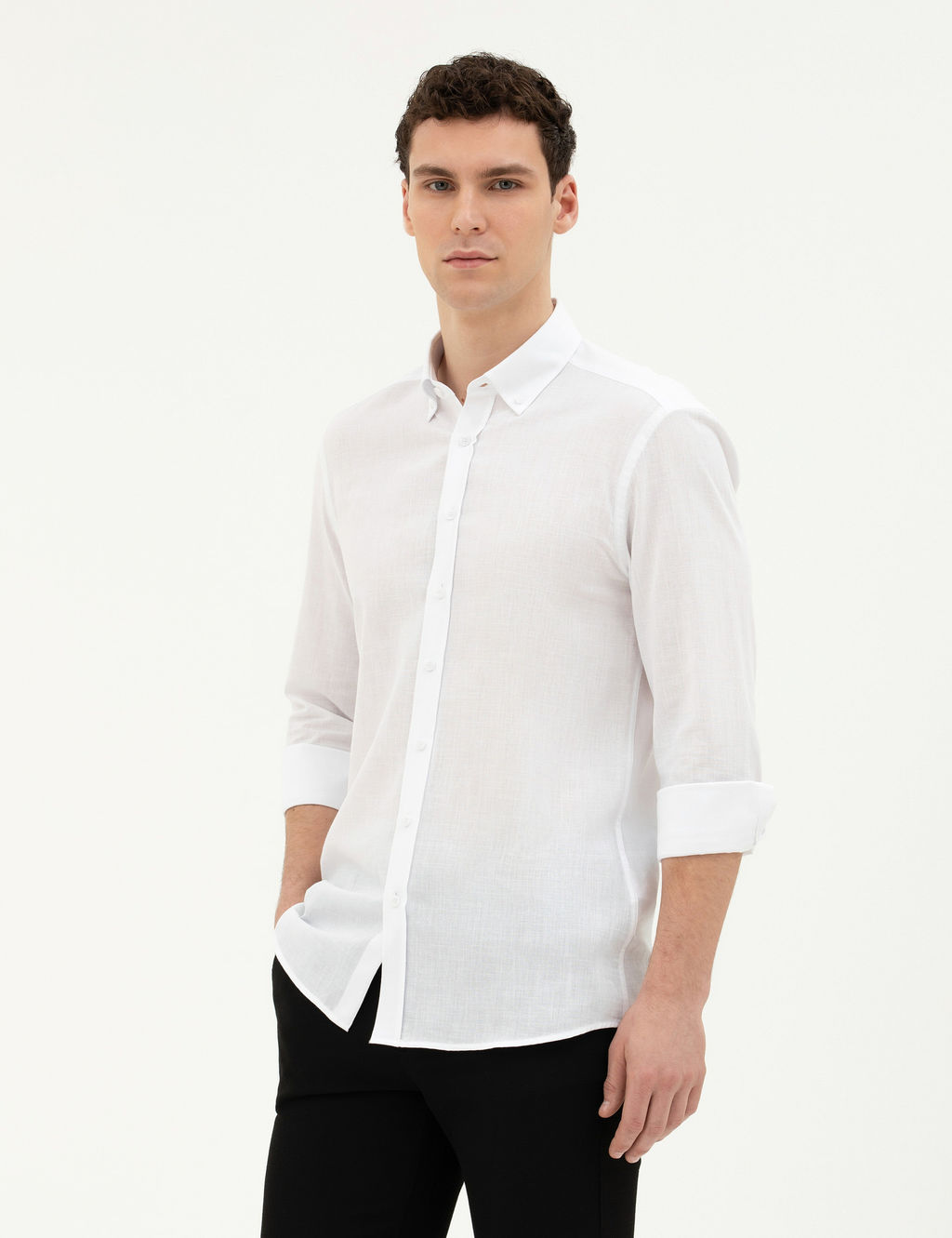 Beyaz Slim Fit Uzun Kollu G_mlek