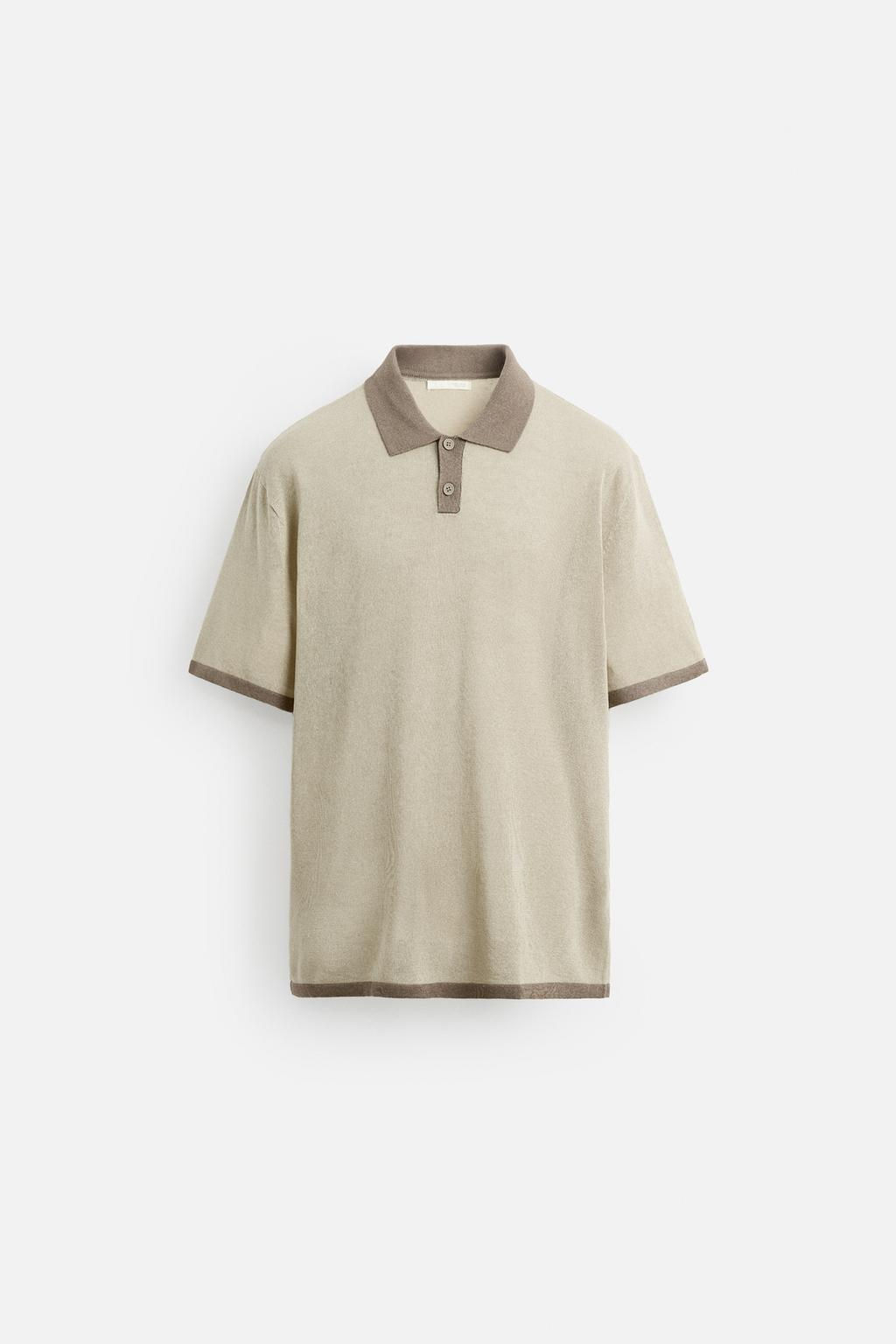 CONTRAST KNIT POLO SHIRT - Zara фото 6