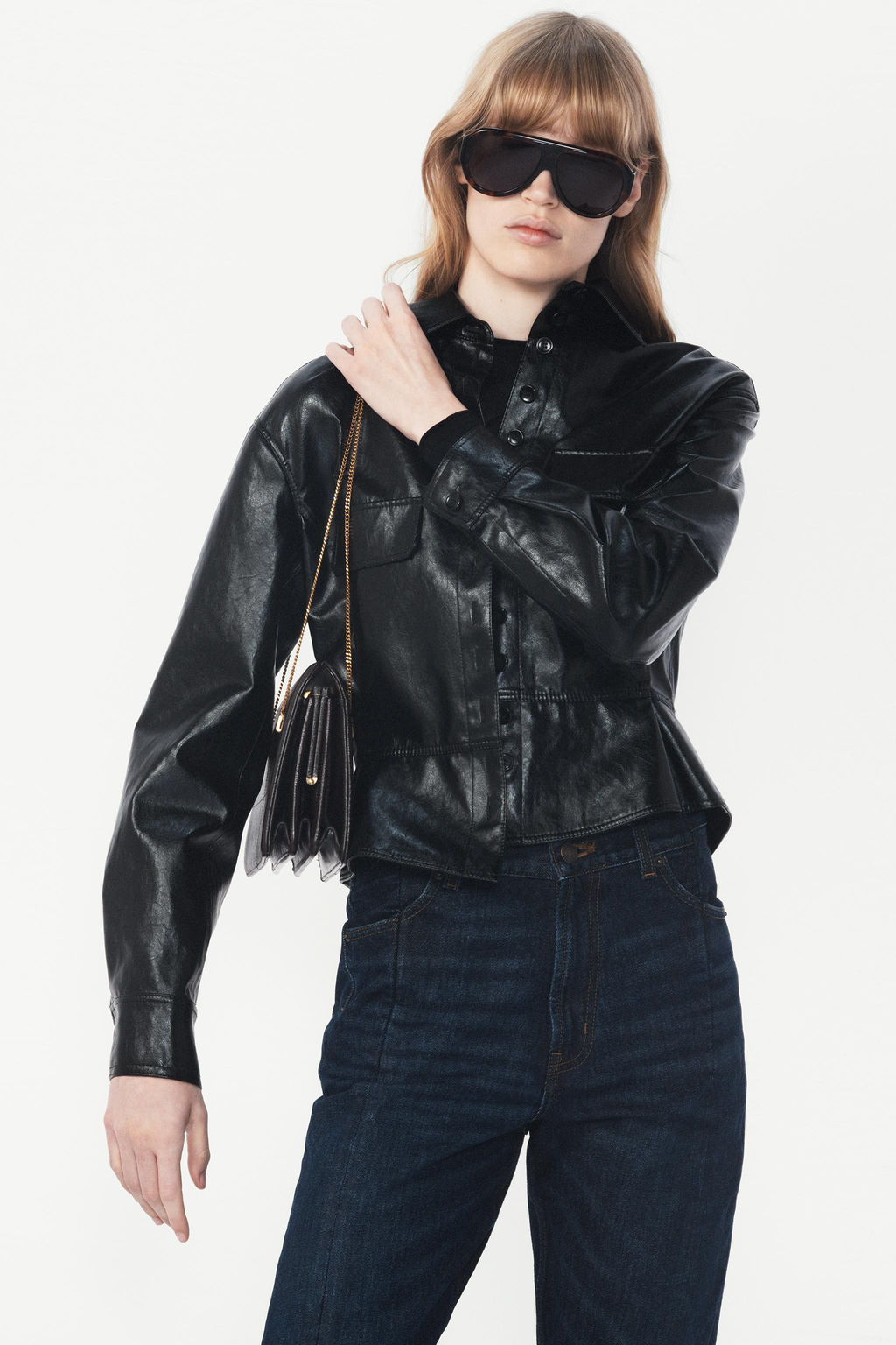 FAUX LEATHER PEPLUM JACKET - THE ITEM ZARA WOMAN фото 12