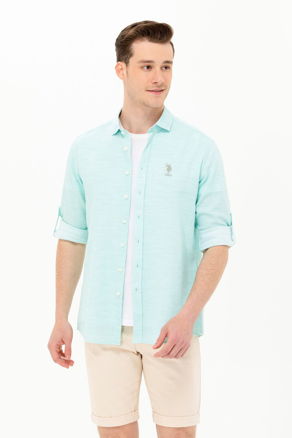 Мужская мятная рубашка с длинным рукавом - U.s. polo assn фото 4