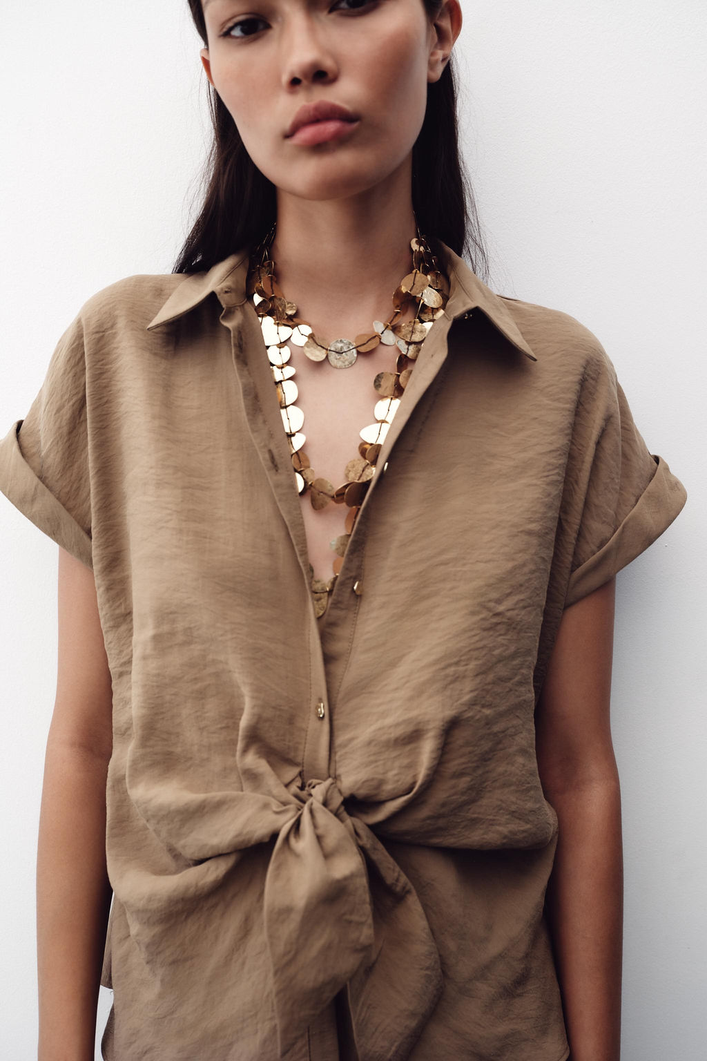 SHORT SLEEVE KNOT SHIRT - Zara фото 12