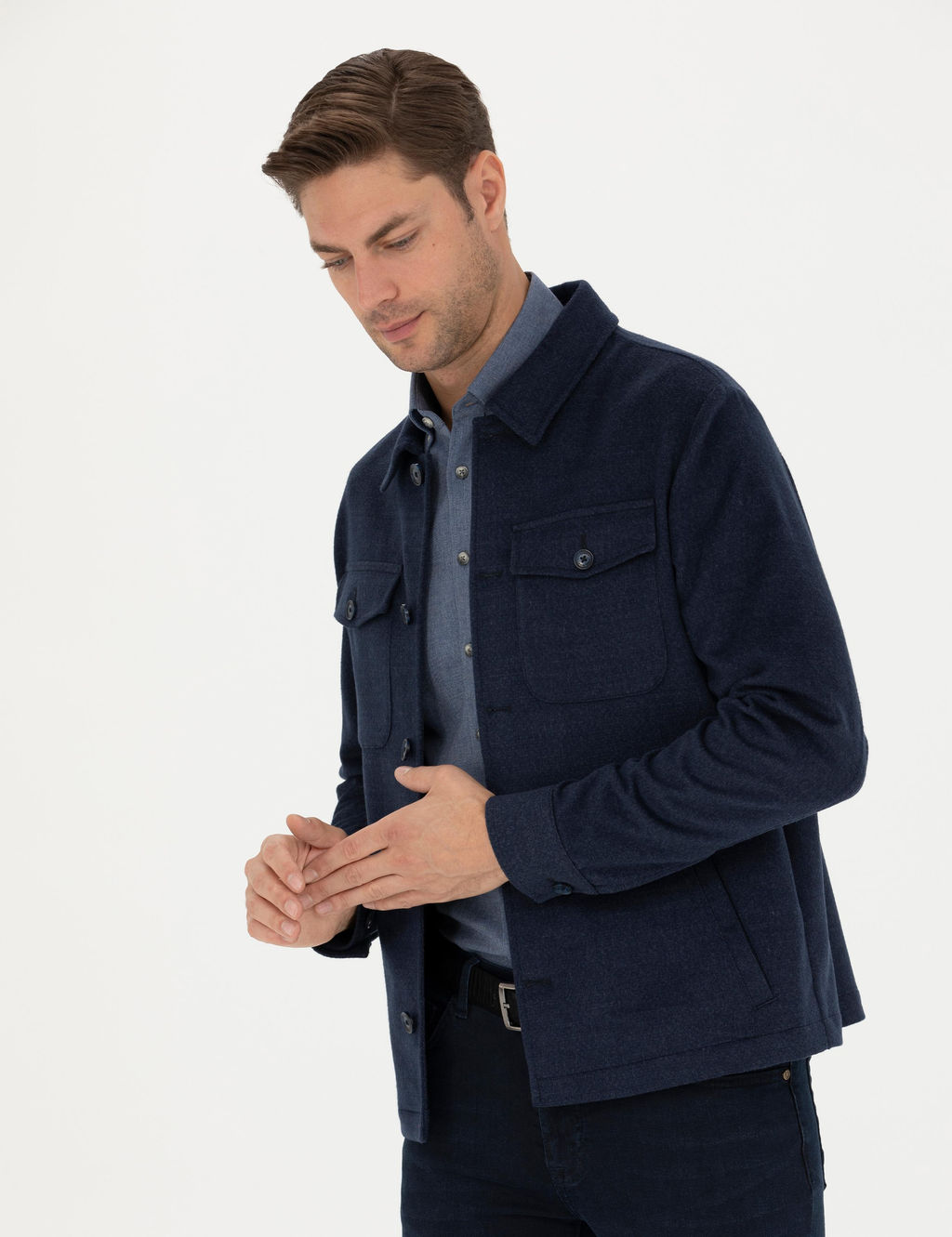 Lacivert Regular Fit G_mlek Ceket